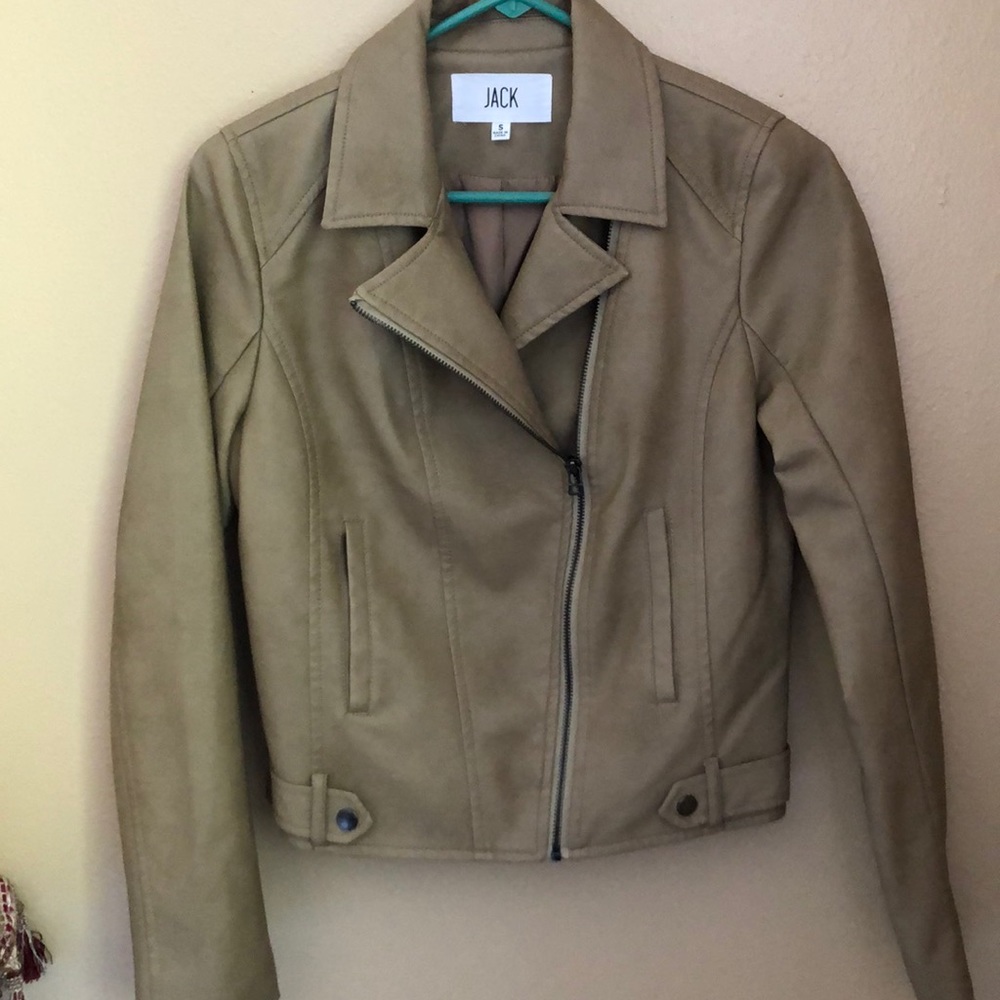 Barely worn tan faux leather jacket